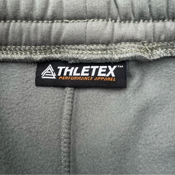 Thletex Green Jogger Pants Men Medium 32x27.5” Pull On Drawstring Poly Thick - Picture 7 of 8